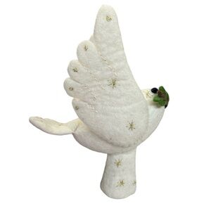 Anthropologie Felted Wool Dove Christmas Tree Topper Embroidered Peace